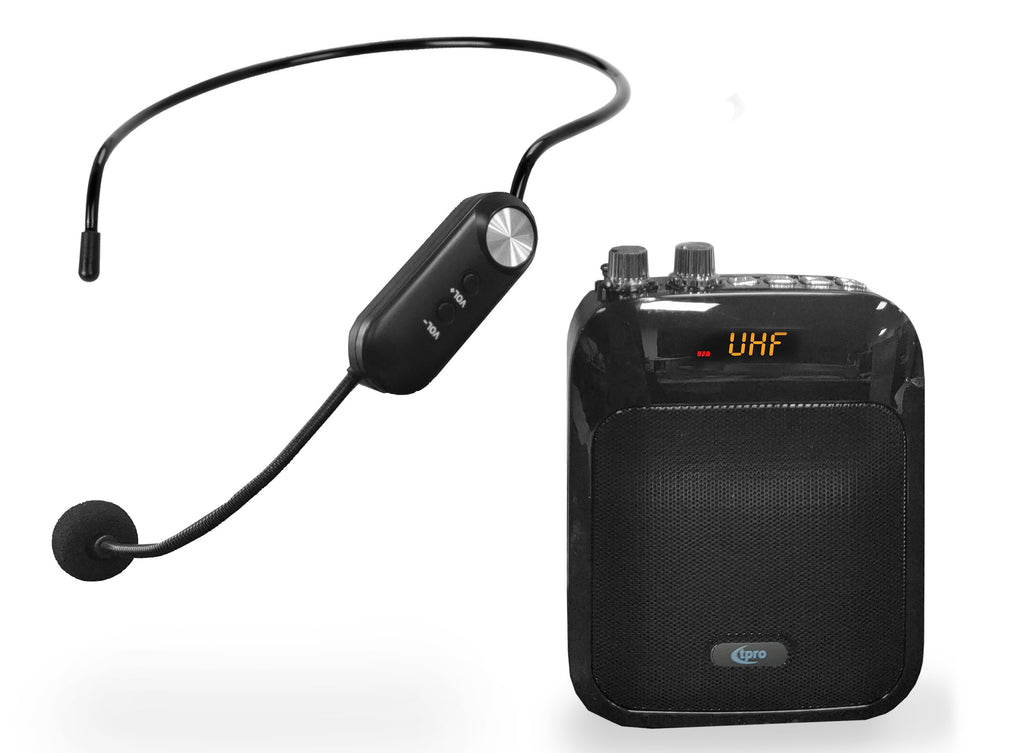 Rechargeable Speaker with Wireless UHF Headset Microphone, WASP200U