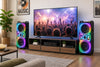 Technical Pro xPOWERLIT Dual 10” 4-Woofer Bluetooth LED Speaker System with Wireless Microphone