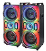 Technical Pro xPOWERLIT Dual 10” 4-Woofer Bluetooth LED Speaker System with Wireless Microphone