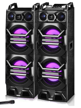 Bluetooth Powered Speaker System with Wireless Microphone