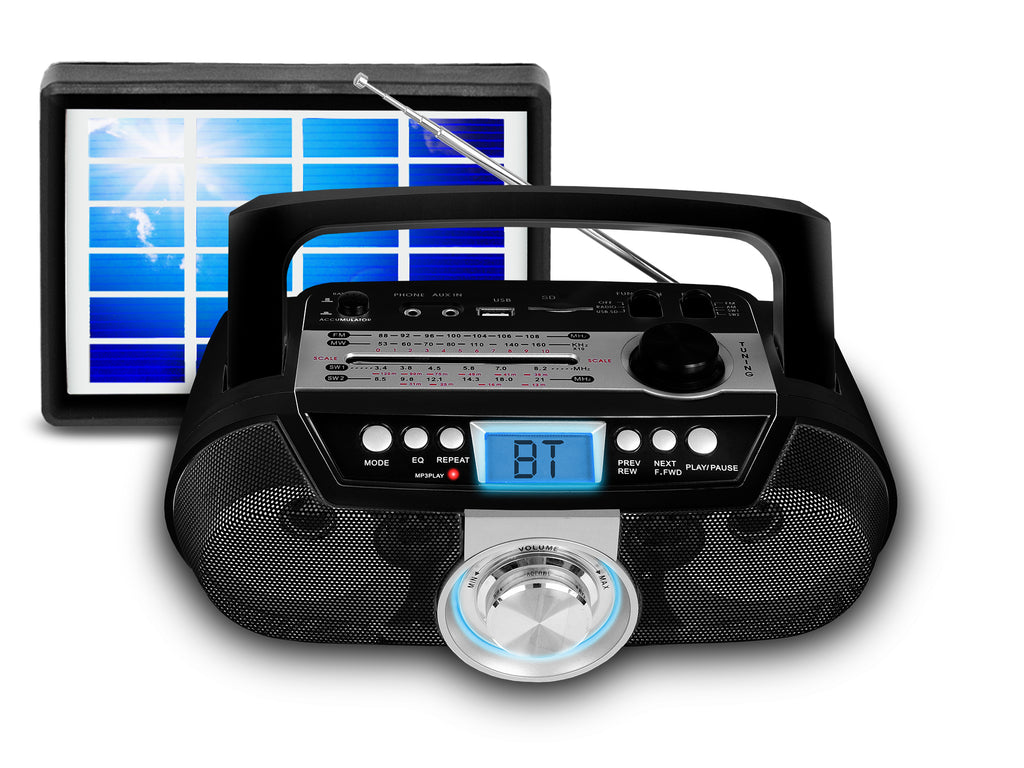 Rechargeable Bluetooth Portable Solar Powered Speaker with USB /SD Inputs