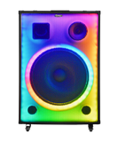 Rechargeable 18'' Bluetooth Active Speaker with Fire LED Wall & Wireless Microphone