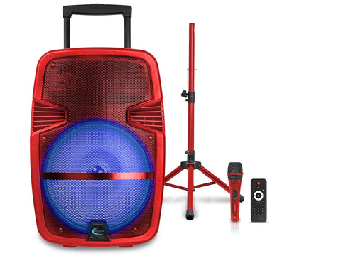 Rechargeable 15" Bluetooth LED Speaker Package with Tripod & Microphone