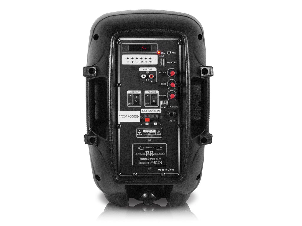Technical Pro 1000W Portable Bluetooth Party Speaker – LED, USB, 2800mAh – SOLD AS 2