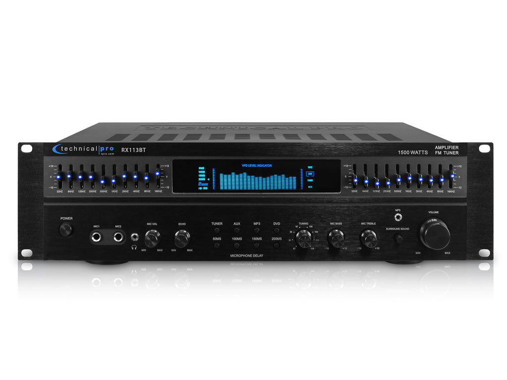 Technical Pro RX45BT Home Theater Receiver – 1000W Amplifier With Bluetooth, USB & Remote – Black