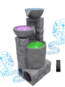 3 Tier LED Water Fountain with Bluetooth Speaker