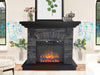 Stone Powder Mantel with Electronic Fireplace and Bluetooth Speaker System