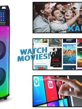 Bluetooth LED Tower Speaker with Disco Light Show & 12” Android TouchScreen