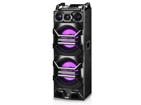 Rechargeable Bluetooth LED Double 12" Barrel Speaker with DJ Effects and Integrated Drum Set