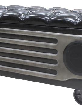 Vintage Radio Ottoman with Bluetooth Speaker and Storage