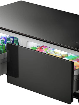 Smart Beverage Cooler Coffee Table Bluetooth Entertainment Center with Wirelss Charging Station and RGB lighting