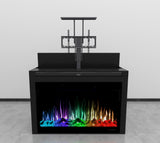 Motorized TV Case with Fireplace and Soundbar