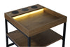 Modern Night Table with Bluetooth Speaker, USB Charging Outlets and LED Lights