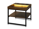Modern Night Table with Bluetooth Speaker, USB Charging Outlets and LED Lights