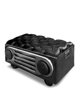 Vintage Radio Ottoman with Bluetooth Speaker and Storage