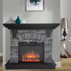 Stone Powder Mantel with Electronic Fireplace and Bluetooth Speaker System