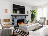 Stone Powder Mantel with Electronic Fireplace and Bluetooth Speaker System